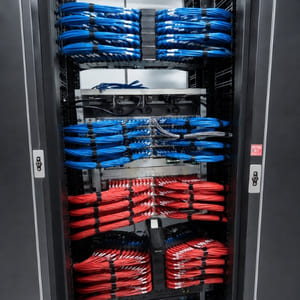 server rack cabling closeup