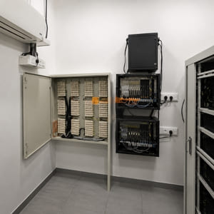 telecom rack cabling closet