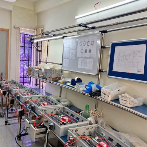 wiring assembly workstation row